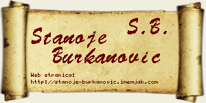 Stanoje Burkanović vizit kartica